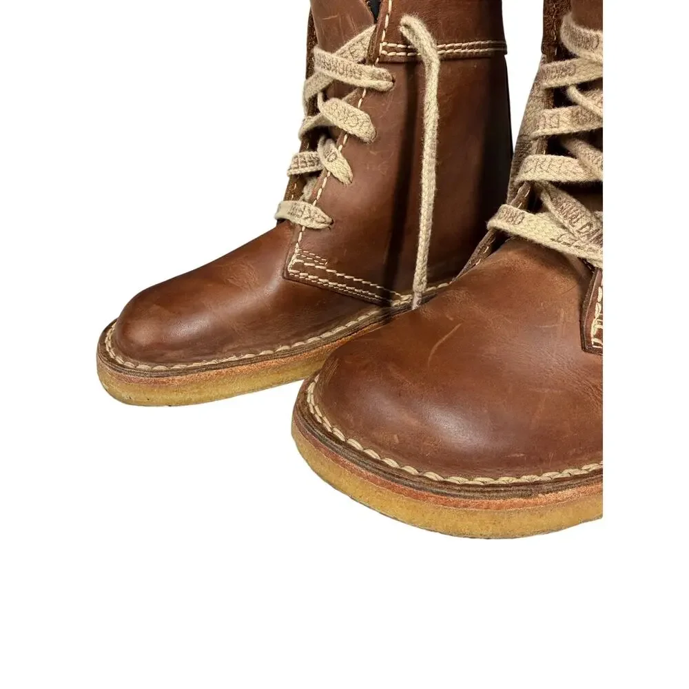 DUCK FEET BOOTS SZ 7 Faborg Lace Leather Upper Crepe Soles Cocoa Handcrafted